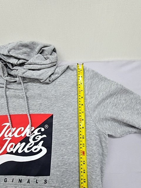 Jack & Jones Men's Oversized Grey Hoodie XL Originals Cotton Blend