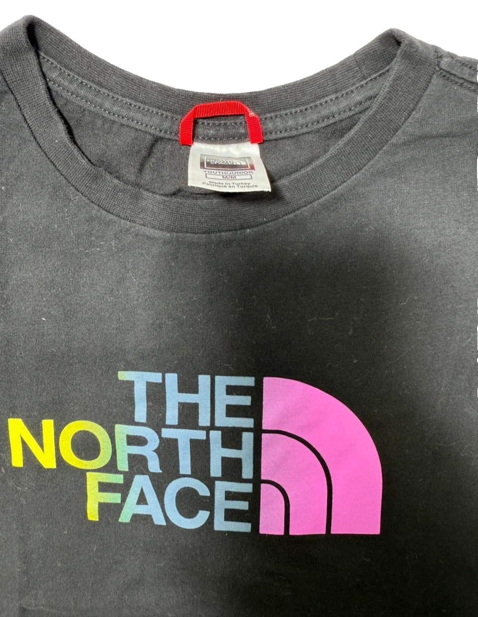 North Face Youth Boys/Girls Black Graphic T-Shirt Multicolor Logo M