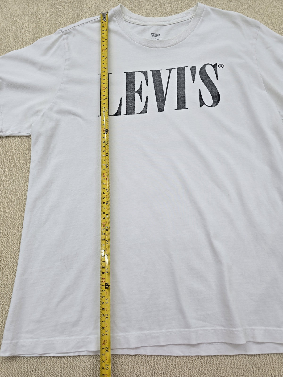 Levi's Men's White Cotton T-Shirt Large Relaxed Crewneck Logo