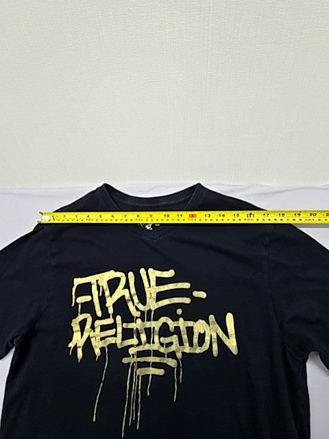 True Religion Men's Black Graphic Print Cotton T-Shirt Size L