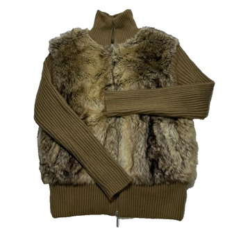 Albertex Moda Women's Faux Fur Cardigan Brown Size L
