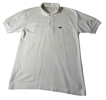 Vintage Lacoste White Polo Shirt Mens Classic Crocodile Logo Cotton