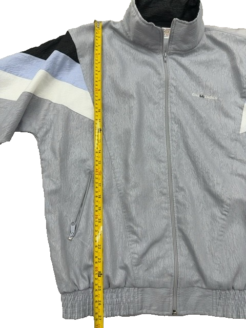 Challenger Men's Grey Striped Track Jacket Size 4 Zipper Long Sleeve