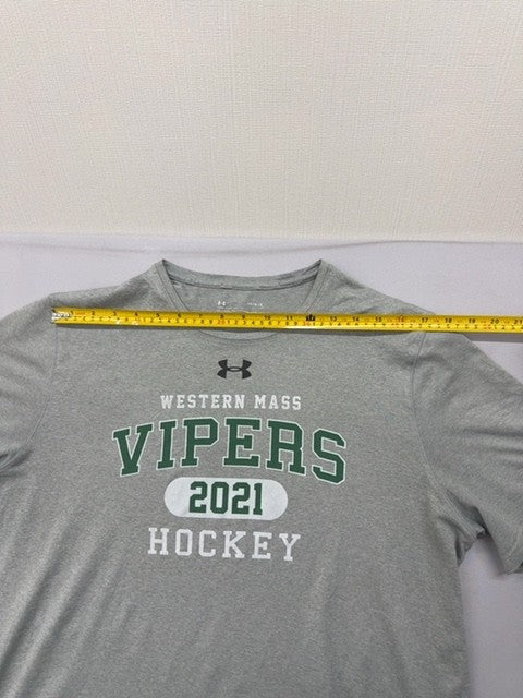 Under Armour Grey Hockey HeatGear T-Shirt Large Loose Fit Crewneck