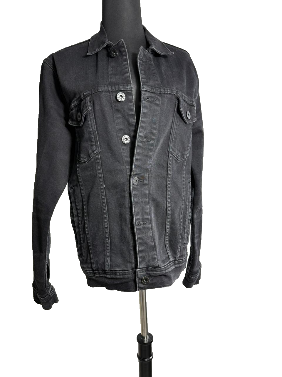 Quicksilver Button Up Black Denim Jacket - Size M
