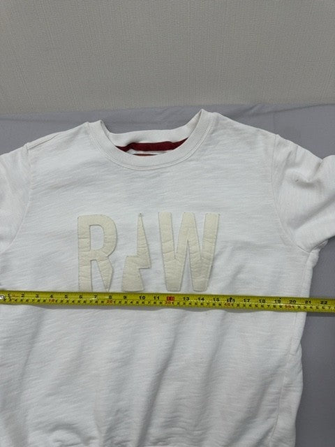 G-Star Raw White Slim Fit Crewneck Sweatshirt S Long Sleeve RAW Logo