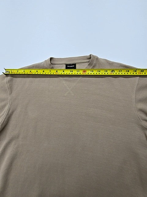Pull&Bear Men Beige Logo Patch T-Shirt Size S Basic Crew Neck