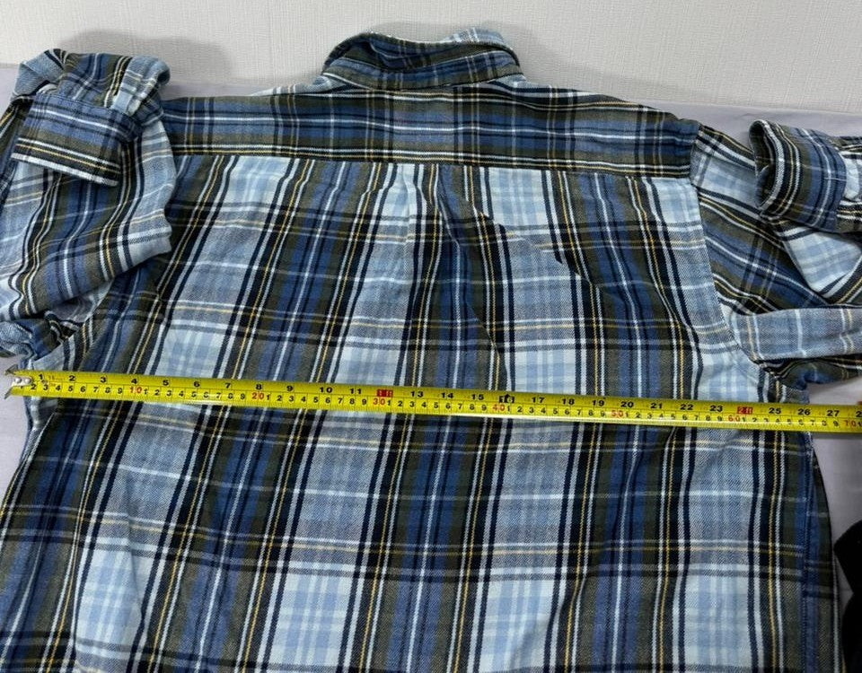 Gap Men's Blue Multi Plaid Flannel Button-Down Shirt XXL Relaxed Fit