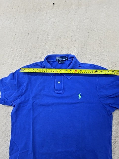 Polo Ralph Lauren Blue Slim Fit L Short Sleeve Cotton Polo Pony Logo