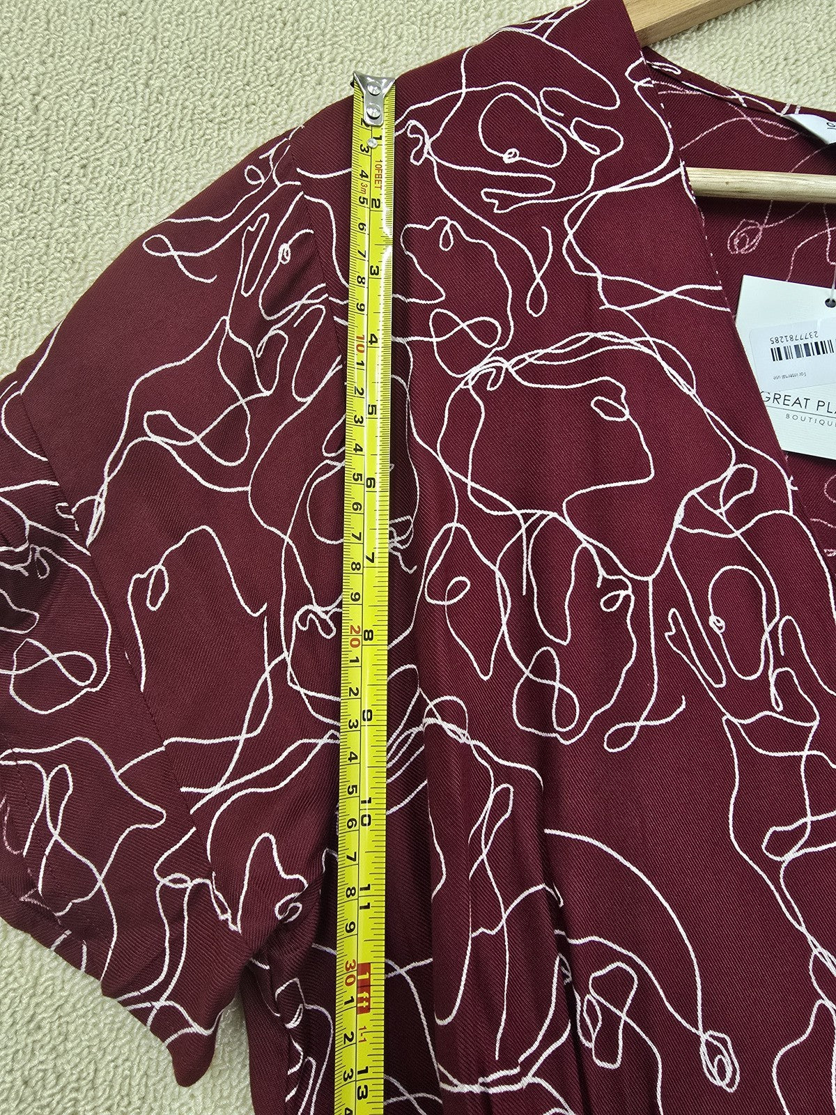 Great Plains Burgundy Abstract Wrap Maxi Dress M Viscose