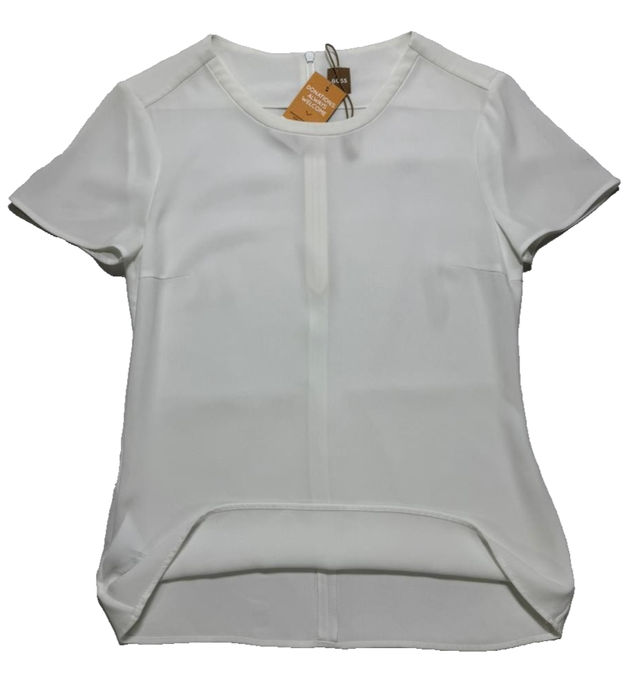 Hugo Boss Women's Blouse White | Short Sleeves Top | Made In Poland | Size:2