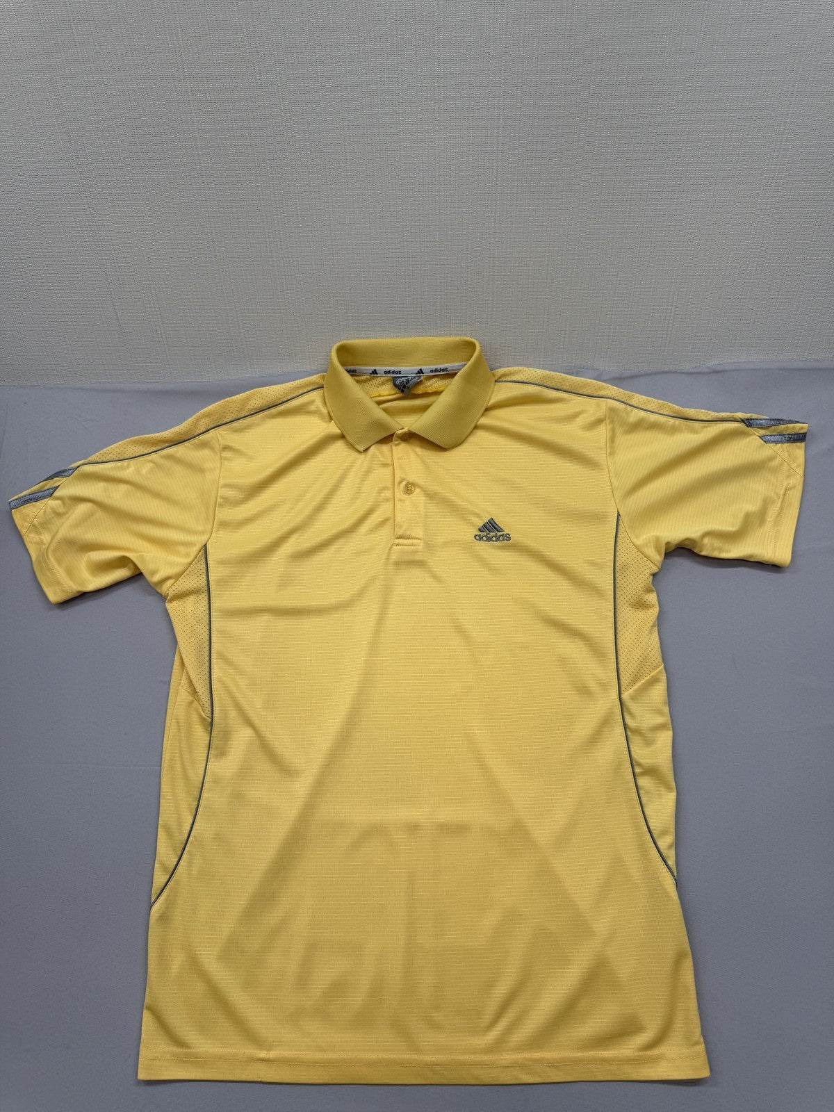 Adidas Men's Yellow Polo Shirt XL Short Sleeve Striped