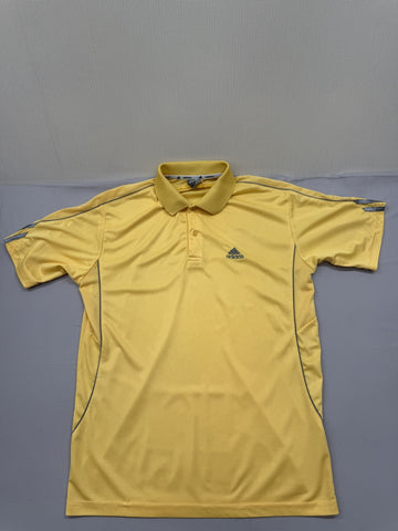Adidas Men's Yellow Polo Shirt XL Short Sleeve Striped