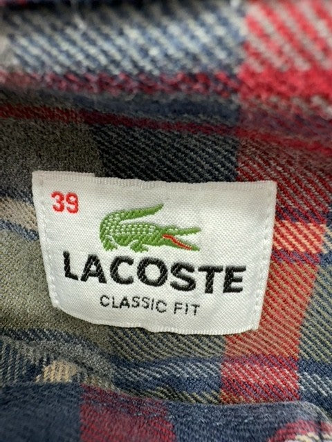 Lacoste Men's Size 39 Multicolor Plaid Flannel Long Sleeve Button-Down Shirt