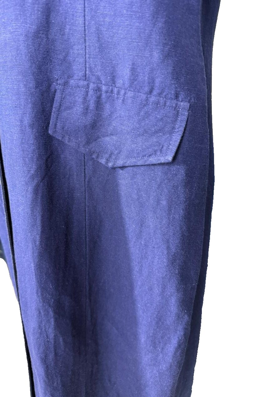 Savannah Dress - Navy Blue Linen - Size 10