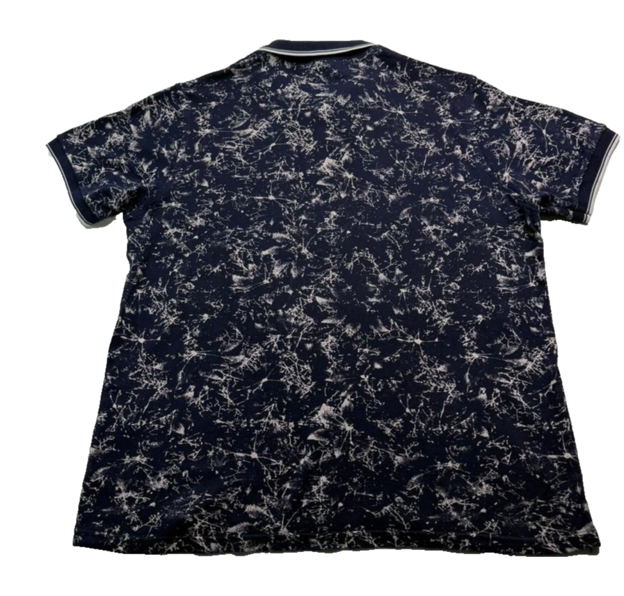 Mens Hugo Boss Navy Blue And White Splatter Print Polo Shirt Xl