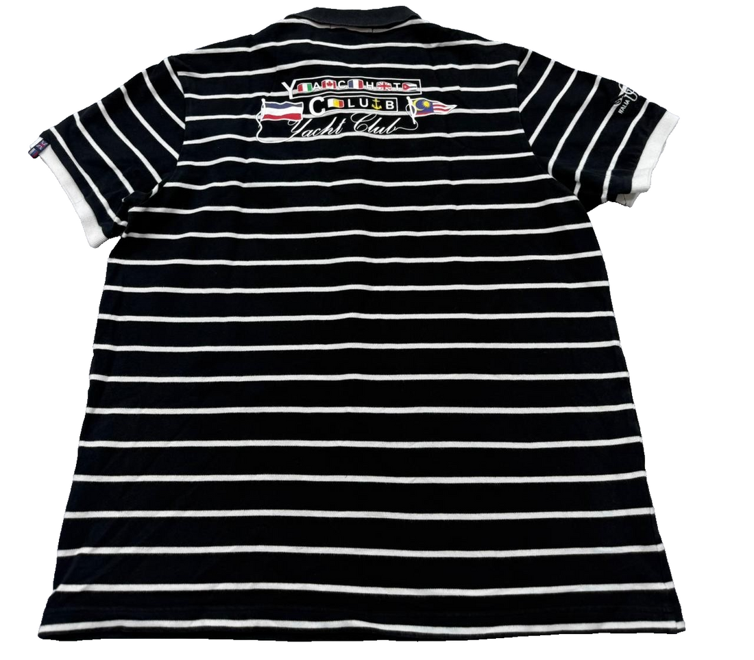 Nagata Denim Style Men’s Black Striped Polo Shirt Size XXL Made in Italy