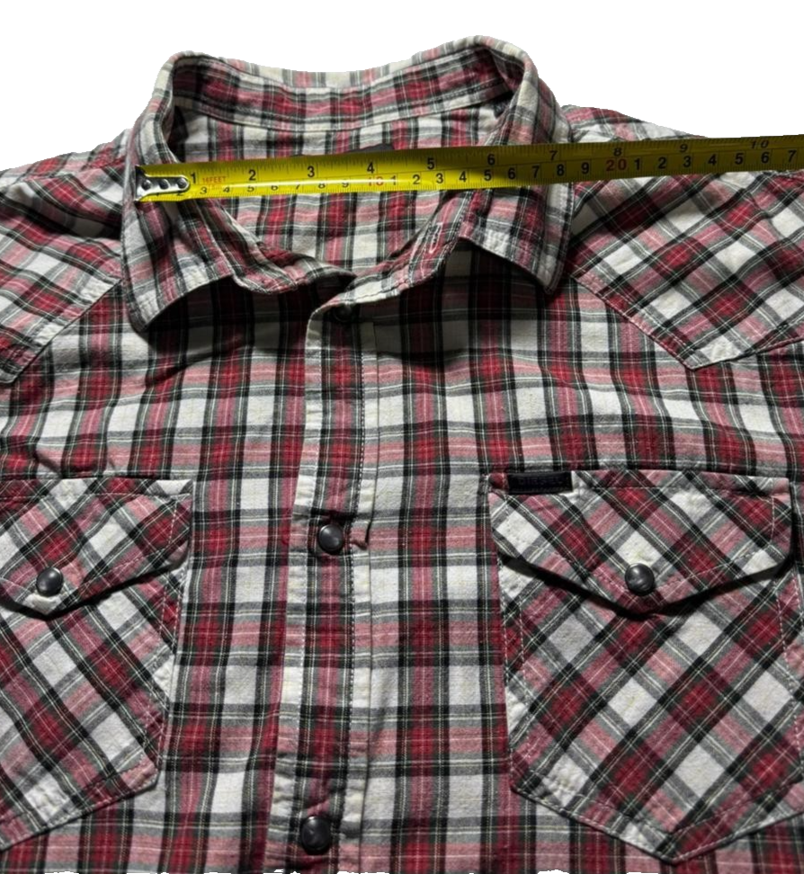 Diesel Men's Dress Shirts Camicia Plaids & Checks Tartan Red - Size M