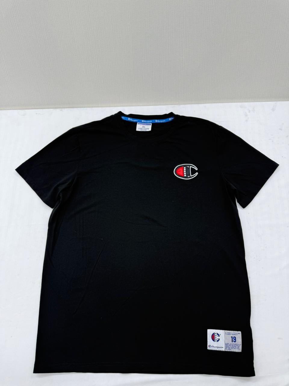 Champion Men's Black C Logo Crewneck T-Shirt 3XL Short Sleeve