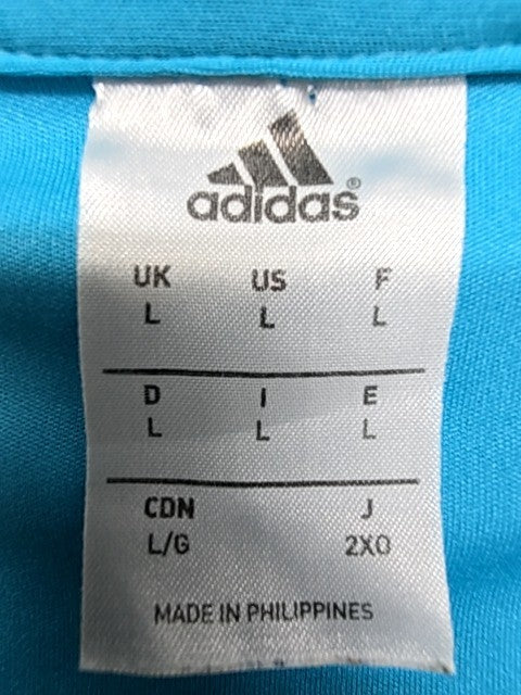 Adidas Men's Light Blue Long Sleeve V-Neck Sports Jersey Size L