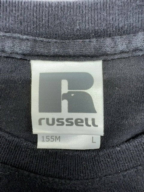Russell Emmanuellelle Cat Black Cotton T-Shirt L Short Sleeve Crew Neck