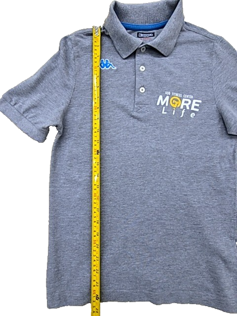 Kappa Gray Cotton Polo Shirt Men's XS Short Sleeve Button Closure