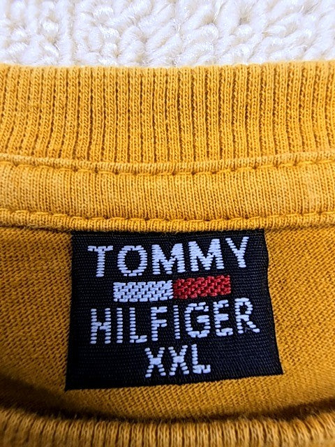 Tommy Hilfiger Men's Yellow XL Short Sleeve Flag Logo Cotton T-Shirt Relaxed