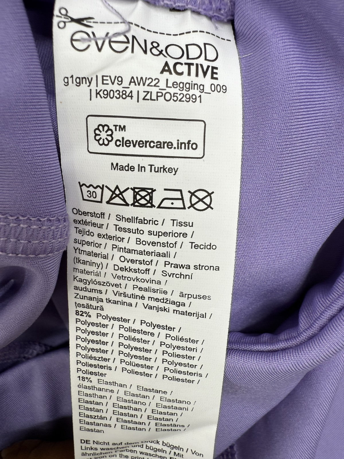 Even&Odd Purple M Active Leggings Polyester Turkey NWT K90384LZPS