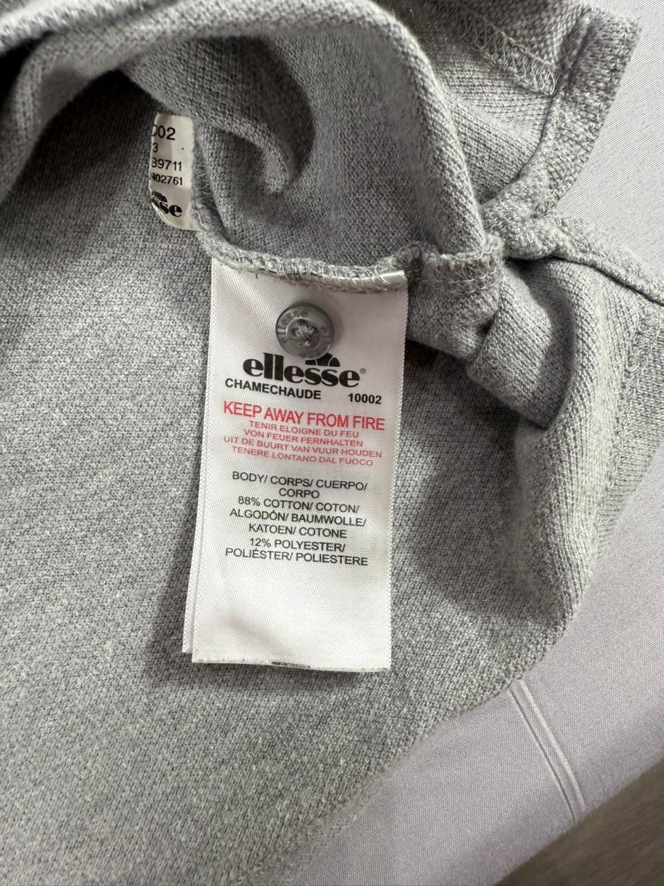 Ellesse Classic Men's Polo Shirt Gray Size M Short Sleeve