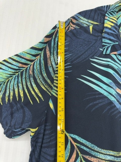 C&A Men's Navy Tropical Palms Slim Fit Shirt XXL