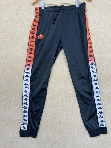 Kappa Men's Black Striped Track Pants Large Tapered Athletic