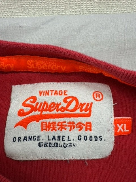 Superdry Men's XL Red Short Sleeve T-Shirt Crew Neck Embroidered Logo