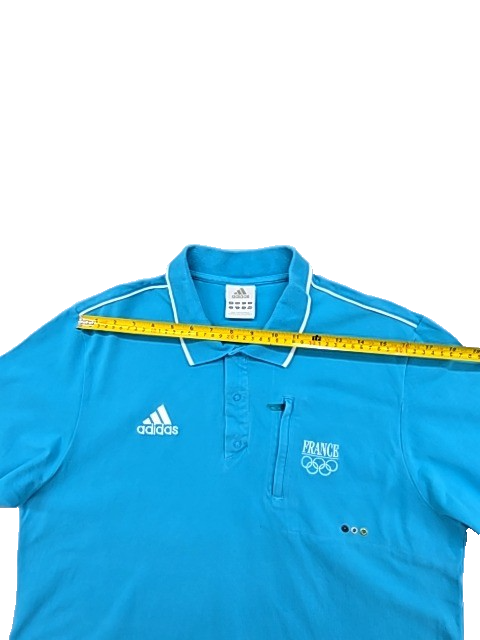 Adidas Olympic Blue Polo Shirt Men's L Short Sleeve Button