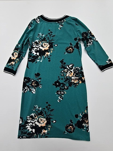 John Baner Women's Teal Floral Midi Dress Size 36/38 EU