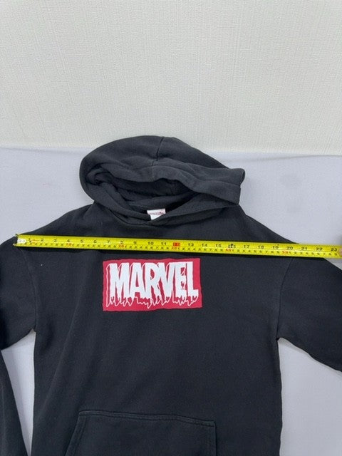 Marvel Logo Superhero Charcoal Fleece Hoodie S Pullover Unisex