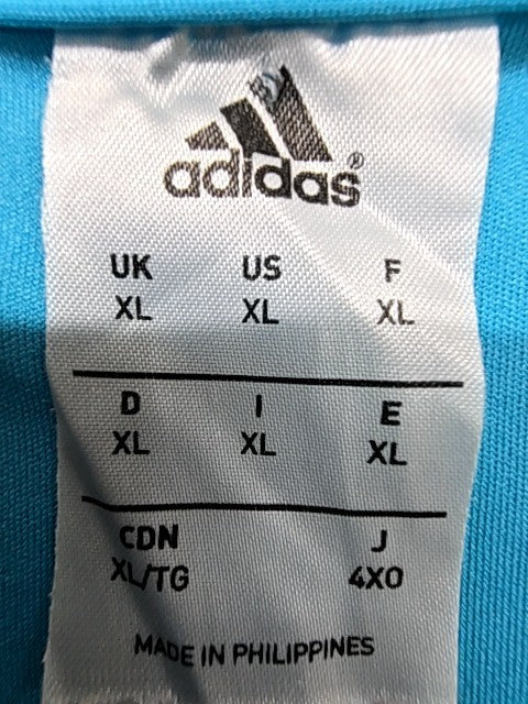 Adidas Men's Blue Striped Soccer Jersey XL V-Neck Long Sleeve #14