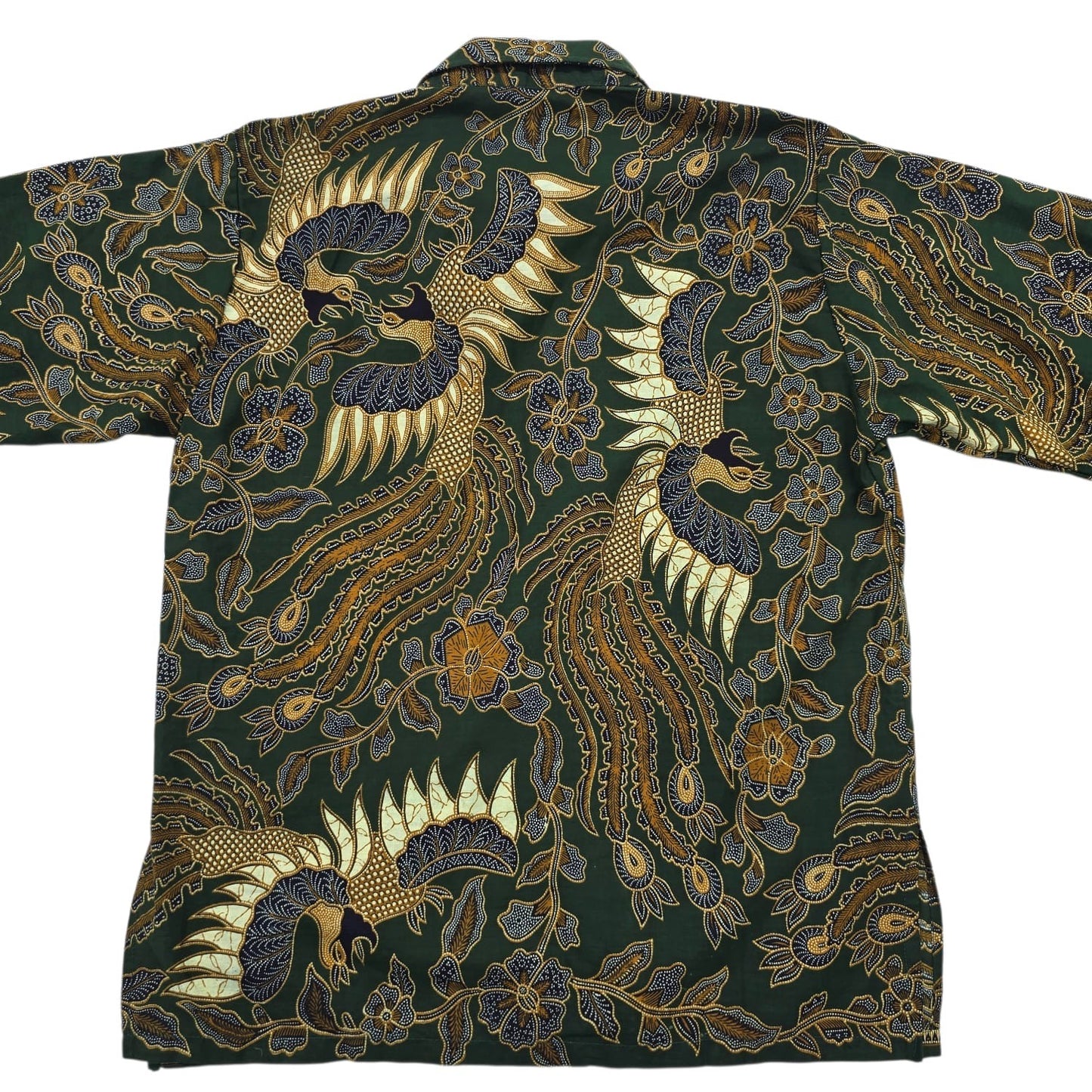 Bali Bagus Batik Men's Shirt M Short Sleeve Handmade Cotton Dark Green