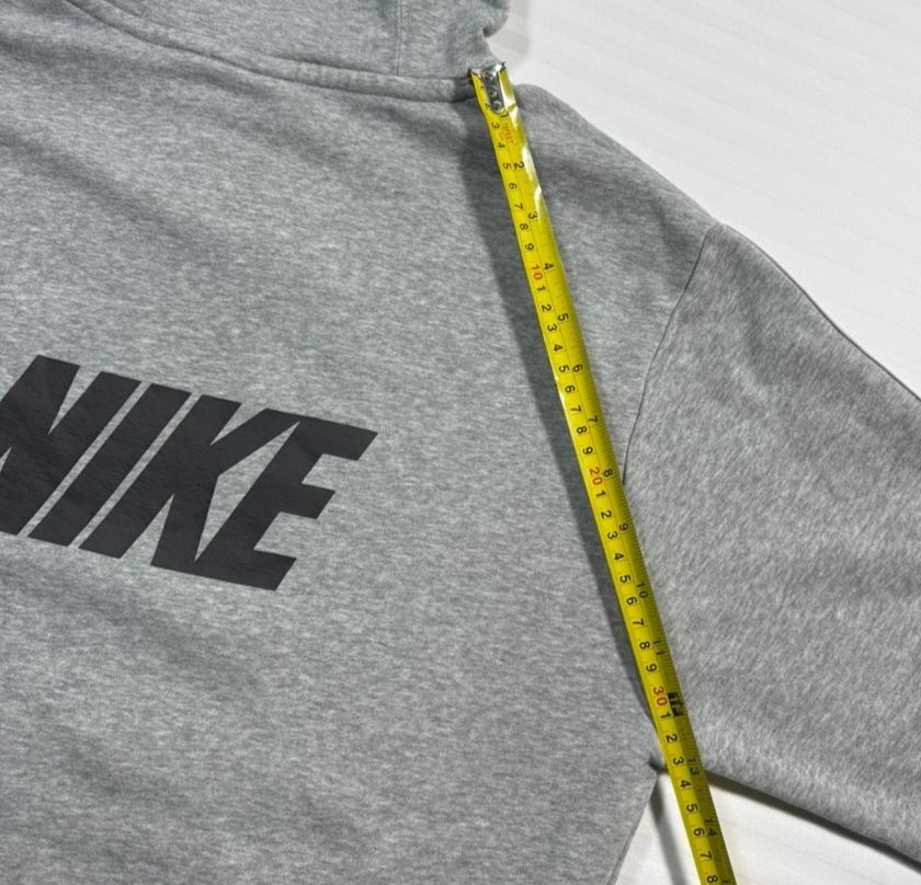 Nike Men's Grey Pullover Hoodie Tape Logo On Sleeves Black Graphics Size S