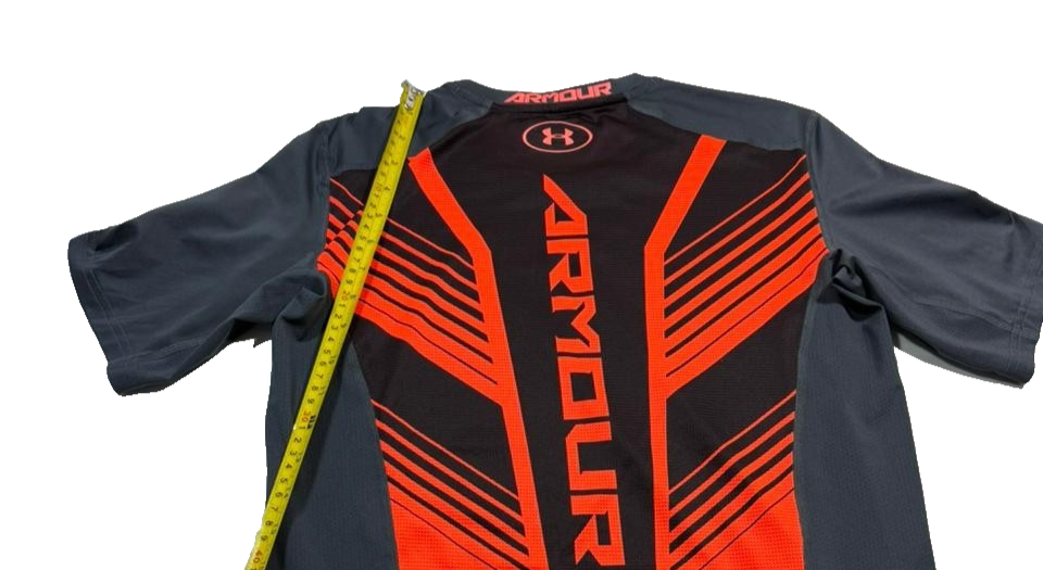 Under Armour Gray Compression Shirt, Men's L, Heatgear Short Sleeve Top