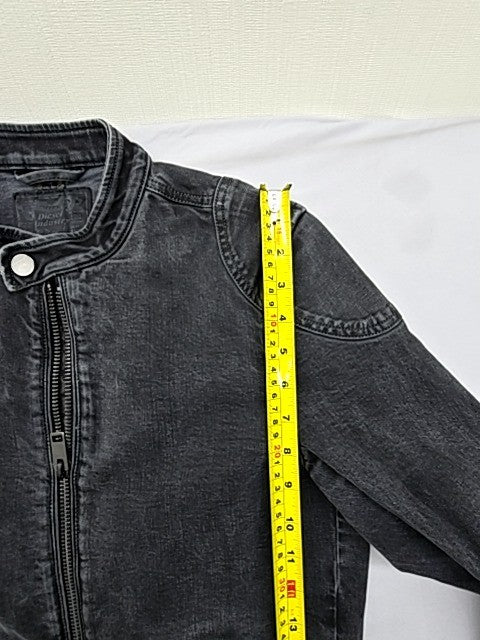 Diesel Men's Black Distressed Moto Denim Jacket Size M