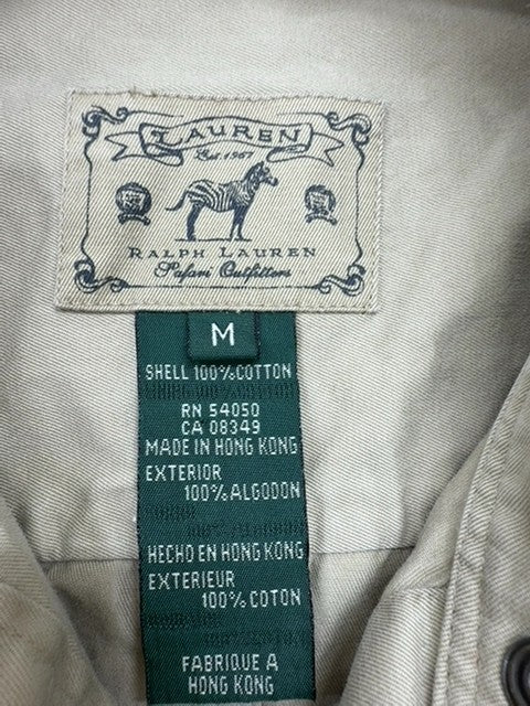 Boys Olive Cotton Canvas Button-Up Shirt Long Sleeve Pockets Size Regular Used