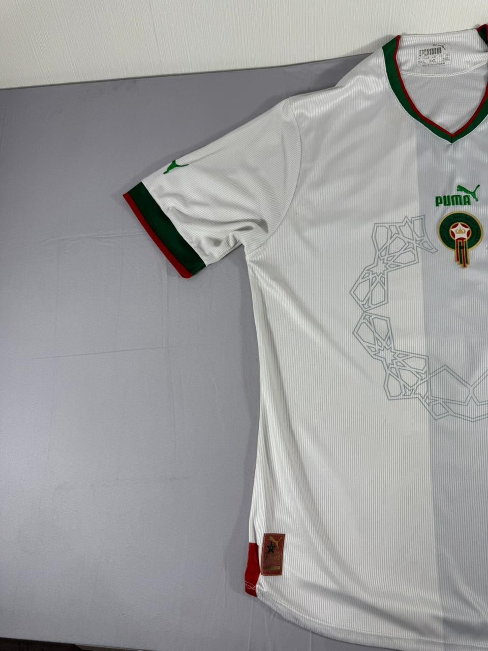 Puma Morocco National Team Football Jersey White Short Sleeve Men Large