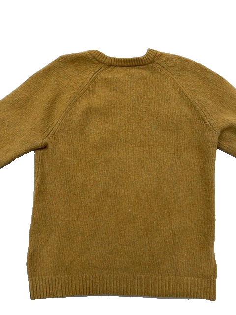 Carhartt WIP Mustard Wool Blend Crewneck Sweater L Men Long Sleeve Logo