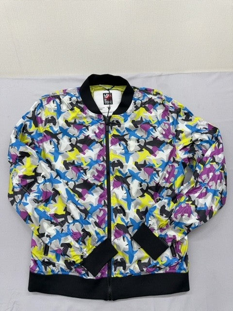 Trussardi Jeans Men's Multicolor Shark Print Bomber Jacket Long Sleeve