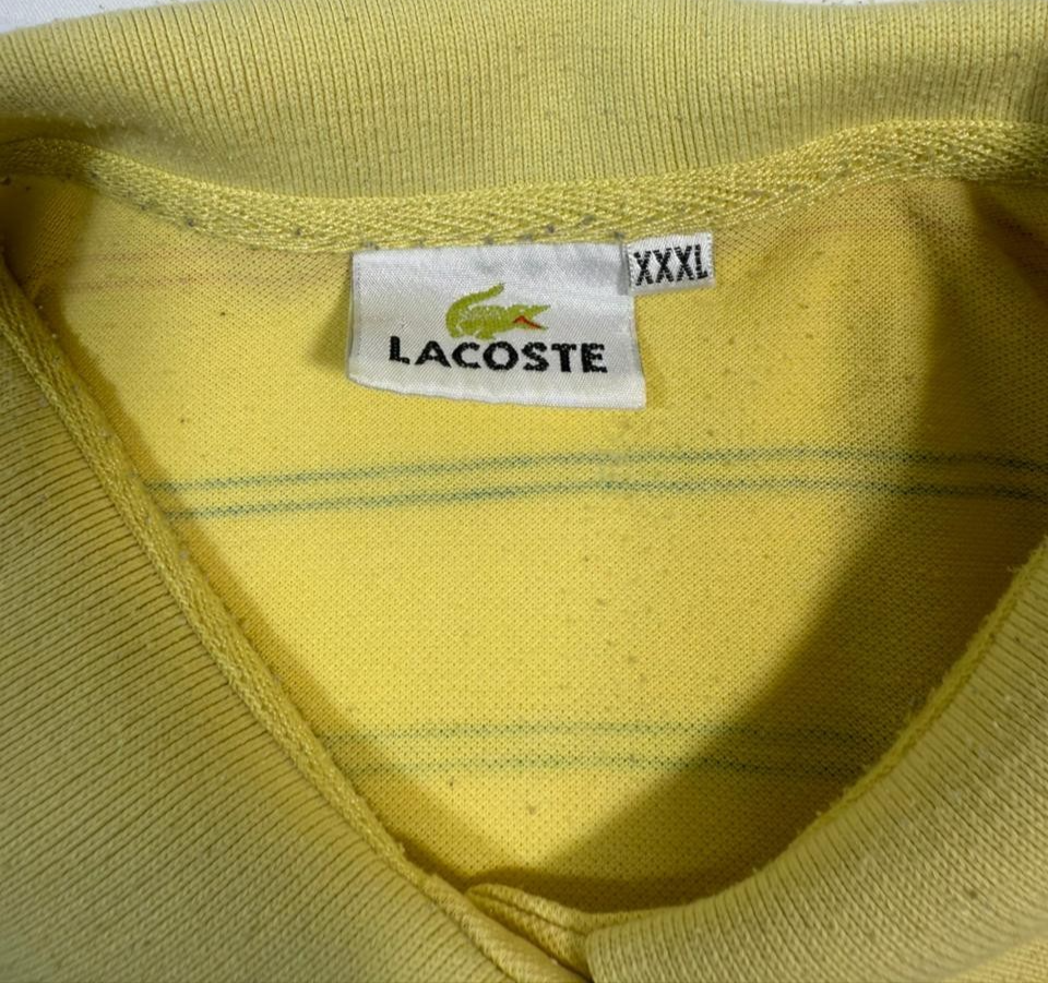 Lacoste Men Yellow Multi-Color Striped Pique Polo Shirt Croc Logo XXXL