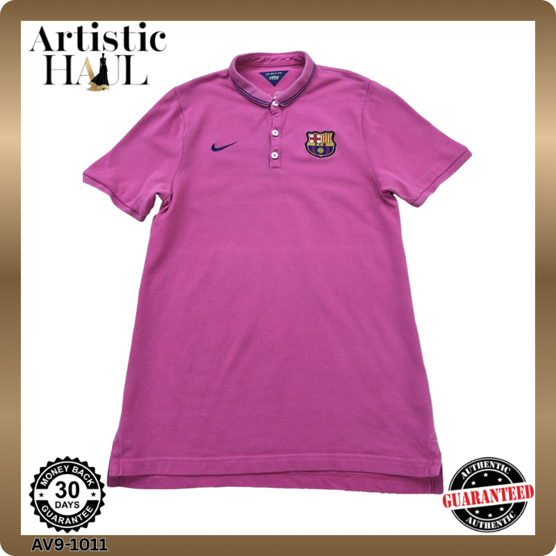 Nike FC Barcelona Pink Dri-FIT Polo Shirt Men's S Short Sleeve
