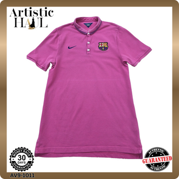 Nike FC Barcelona Pink Dri-FIT Polo Shirt Men's S Short Sleeve