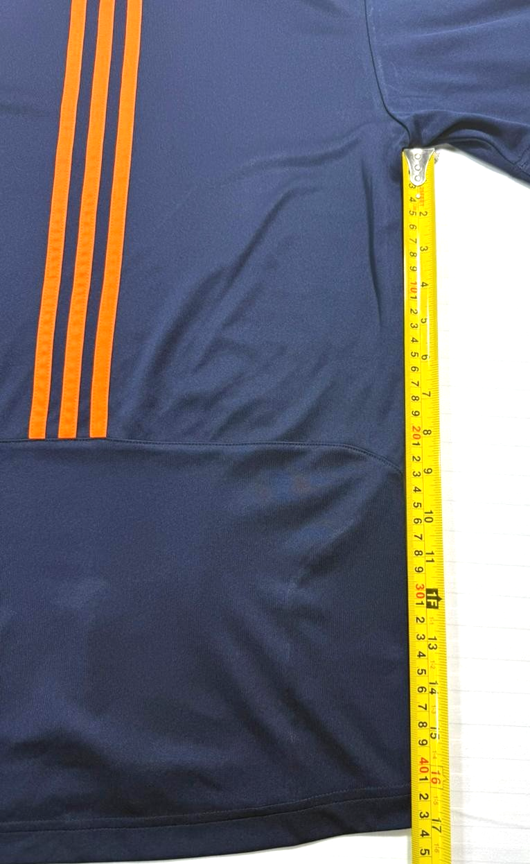 Adidas Barricade Men's Performance T-Shirt In Mystery Blue With Glow Orange - S