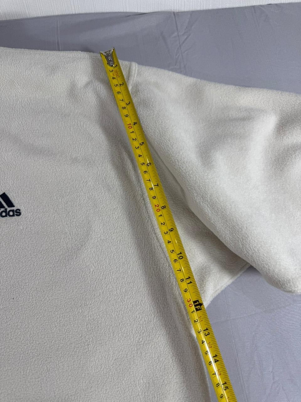 Adidas Men's Large L Fleece Sweatshirt Cream Off White Crewneck Logo