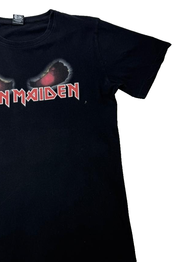 Official Iron Maiden Distressed Logo T-Shirt |Black | Size: M